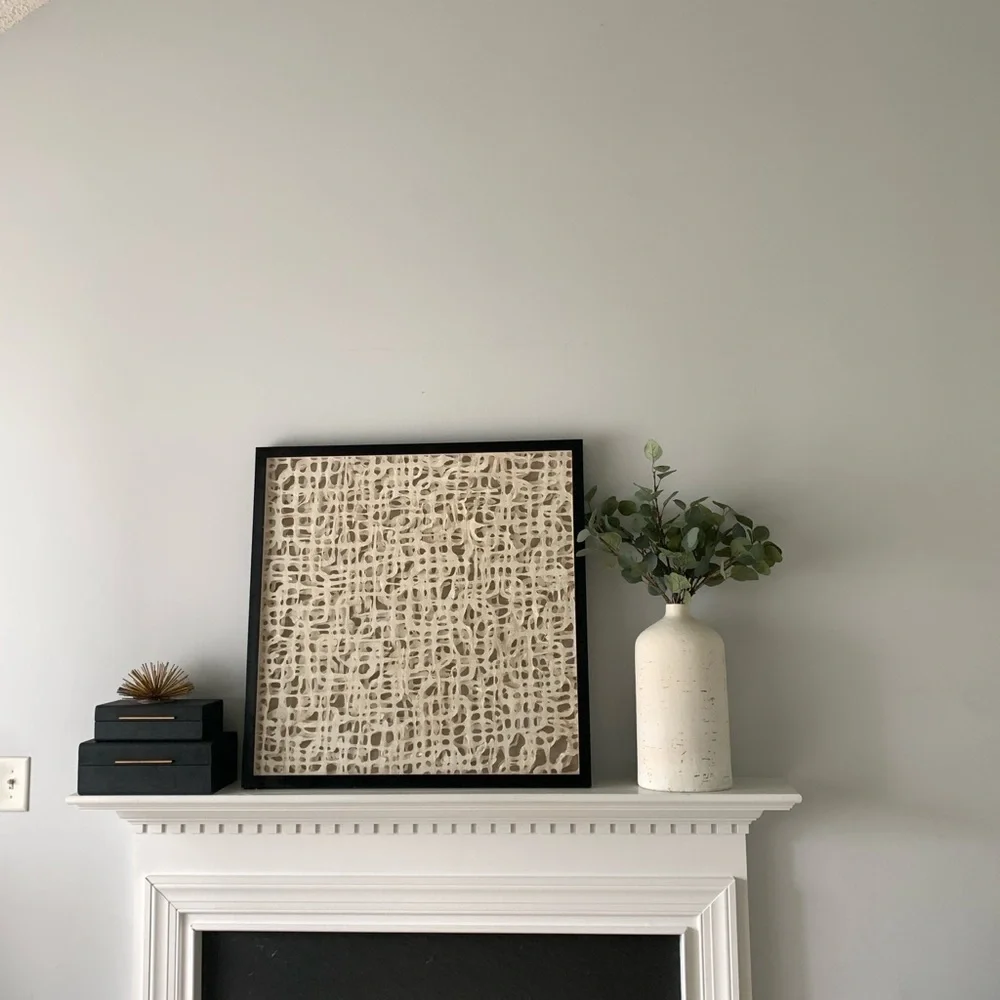 MCM‎ Organic Modern Wall Art in Paper and Muslin in a Shadowbox Frame linen